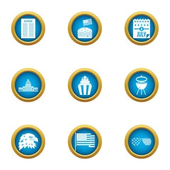 American species icons set. Flat set of 9 american species vector icons for web isolated on white background