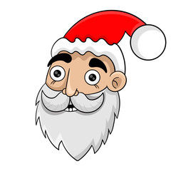 Santa Claus head on white background, vector illustration