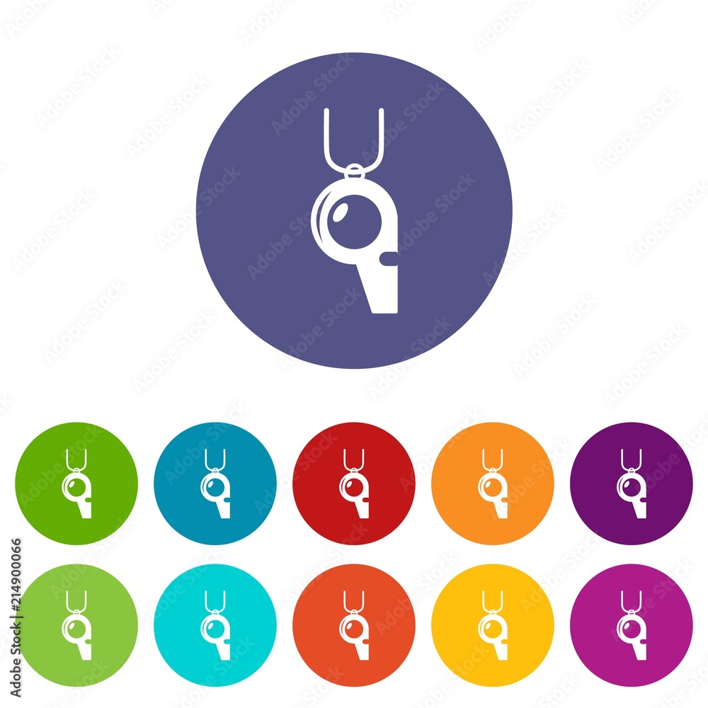 Poster hockey whistle icons color set vector for any web design on white background