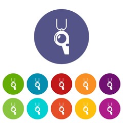 Hockey whistle icons color set vector for any web design on white background