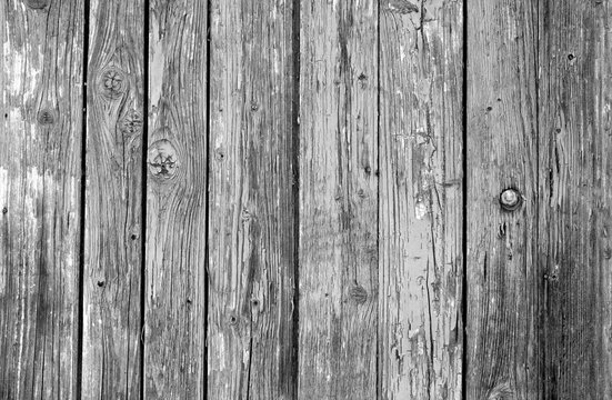 Old grunge wooden fence pattern in black and white.