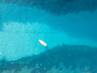 Aerial Above View Yachts Beach Mediterranean Sea Blue Water