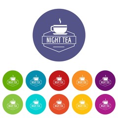 Cup tea icons color set vector for any web design on white background