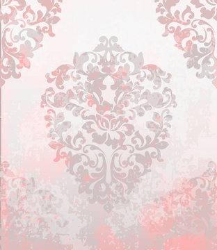 Vintage baroque pattern Vector. Beautiful ornament decor. Royal luxury texture backgrounds. Pink colors