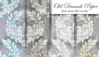 Vintage baroque pattern set Vector. Beautiful ornament decor. Royal luxury texture background gray colors