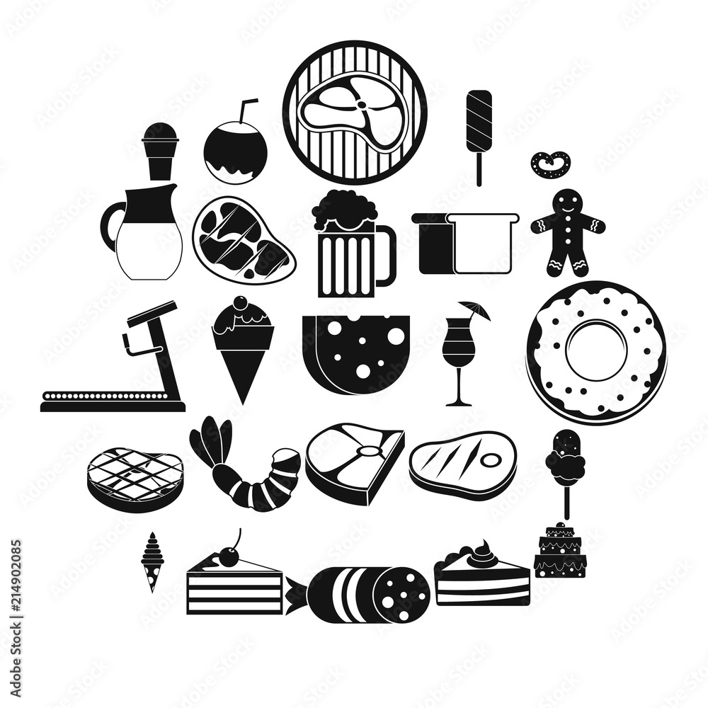 Aufkleber calory icons set. simple set of 25 calory vector icons for web isolated on white background
