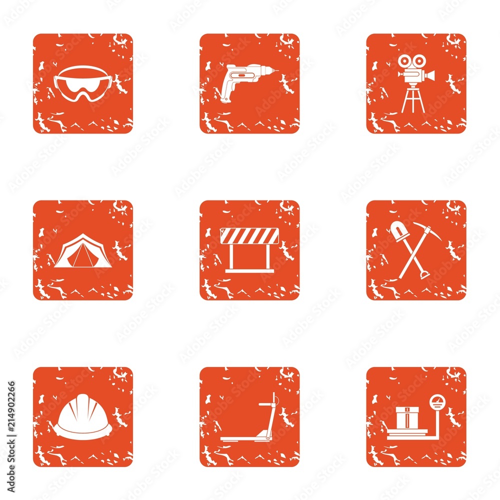 Aufkleber land development icons set. grunge set of 9 land development vector icons for web isolated on white 