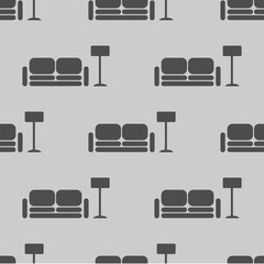 sofa and lamp icon illustration