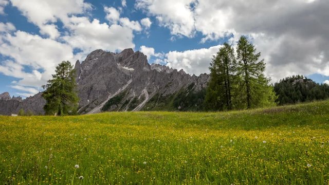 Time lapse on the Croda Rossa di Sesto summit, Dolomites, South Tyrol, Italy
