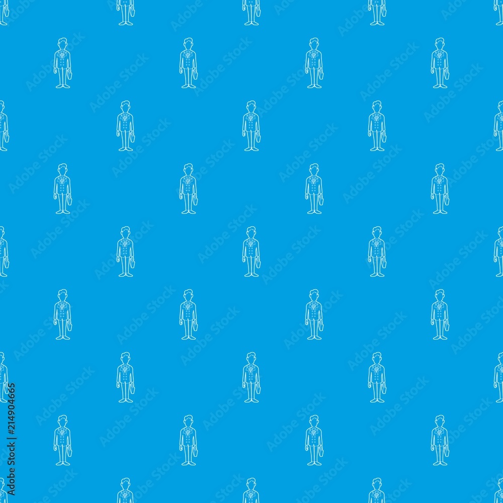 Poster businessman with briefcase pattern vector seamless blue repeat for any use