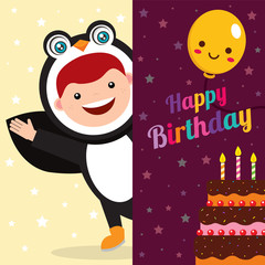 birthday card with kids in animal costume