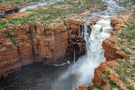 Landscape Aerial View Of The Twin King George Falls, Kimberley, Australia