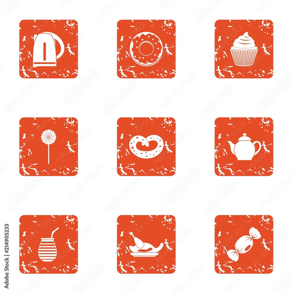 Poster teaspoon icons set. grunge set of 9 teaspoon vector icons for web isolated on white background
