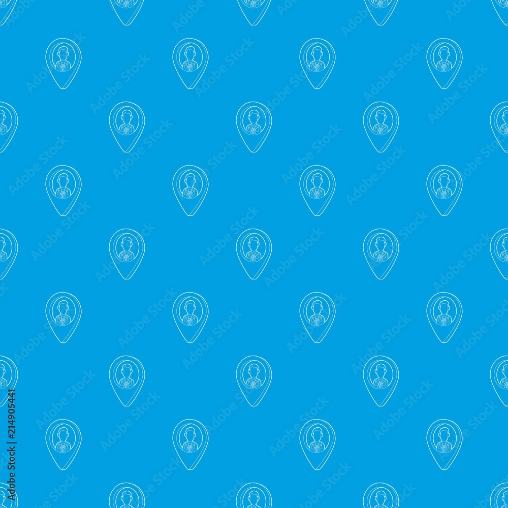 Poster map pointer with businessman pattern vector seamless blue repeat for any use