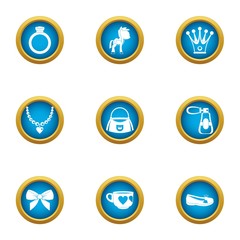 Favorite people icons set. Flat set of 9 favorite people vector icons for web isolated on white background