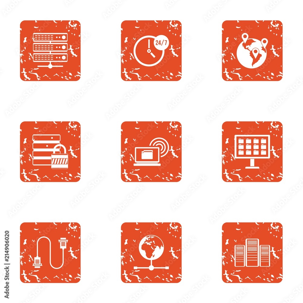 Poster information centre icons set. grunge set of 9 information centre vector icons for web isolated on wh