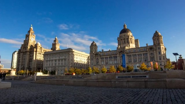 Liver building time-lapse in Liverpool England on a sunny day