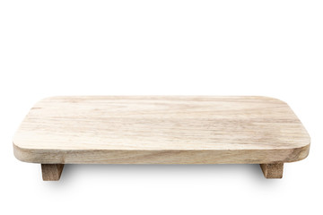 Wooden plate isolated on white background.
