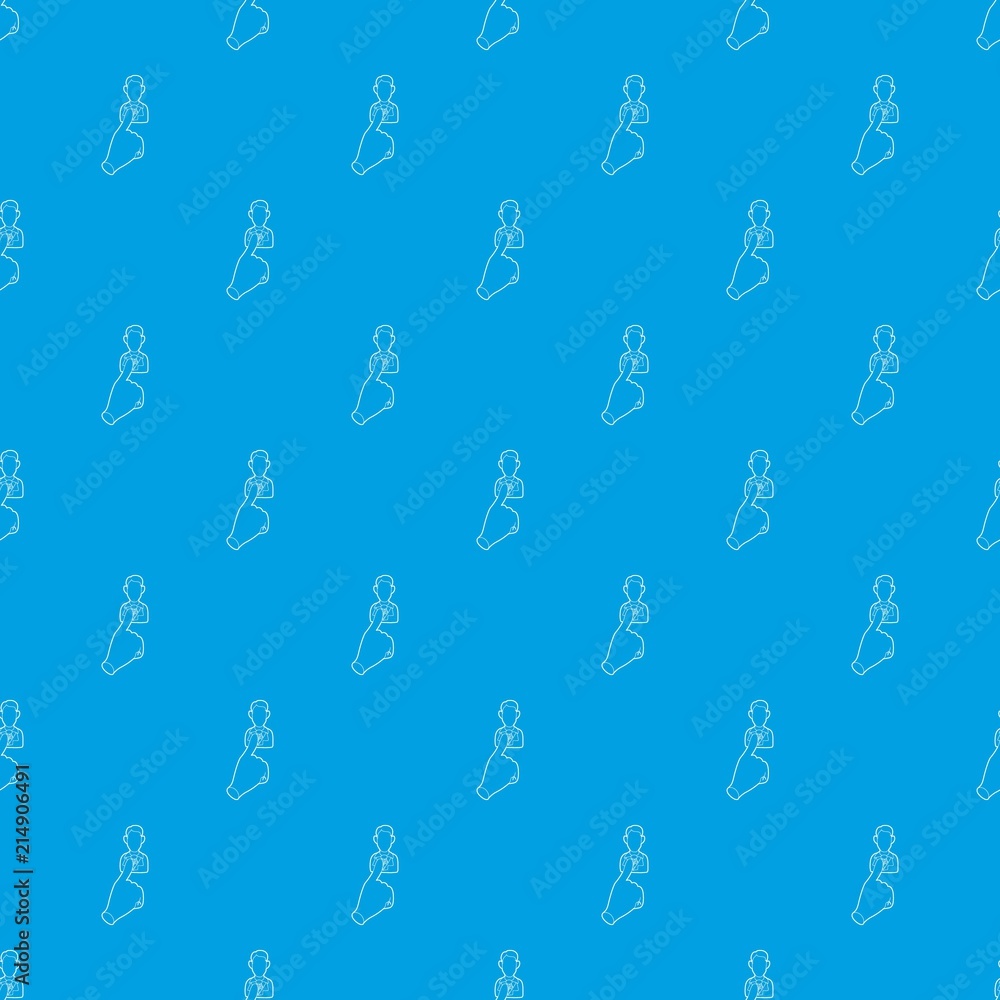 Poster hand cursor pointing to a person pattern vector seamless blue repeat for any use