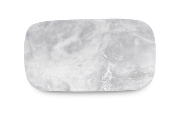 Marble square plate isolated on white background.