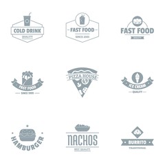 Nachos logo set. Simple set of 9 nachos vector logo for web isolated on white background