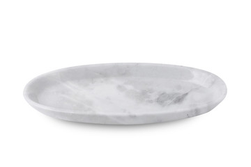 Marble plate isolated on white background.