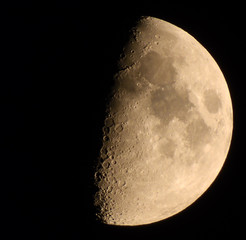 The First quarter moon (61% of full) on 20 July 2018. 7,8 days old.