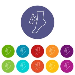 Foot care icons color set vector for any web design on white background