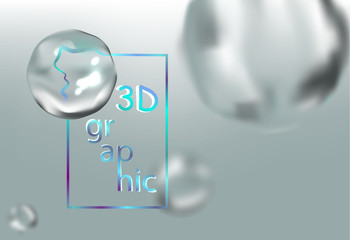 3D abstract background with water bubbles,