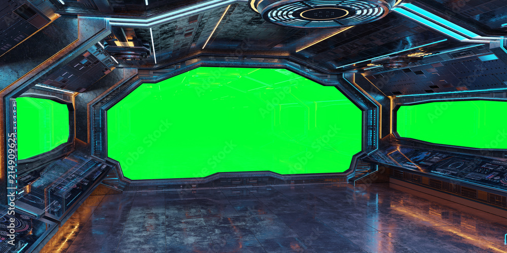 Aufkleber grunge spaceship interior background 3d rendering