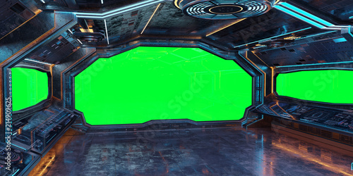 Grunge Spaceship Interior Background 3d Rendering Stock