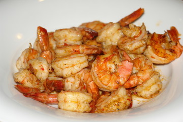 shrimp on a white plate
