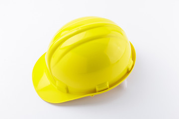 Yellow Construction Safety Hard Hat on White Background