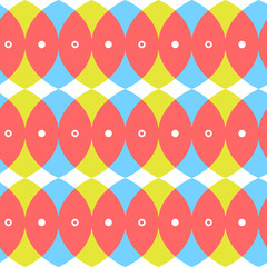 Geometric abstract seamless pattern background. Colorful shapes of curves and circles. Square composition, modern trend design