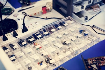 Resistors electronics component on the table