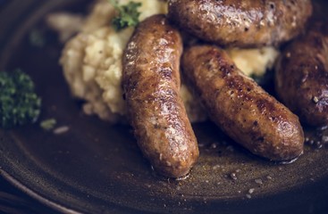 Bangers and mash food photography recipe idea