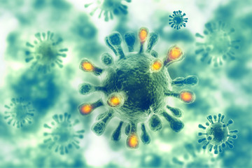 Virus cell on scientific background