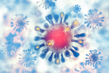 Virus cell on scientific background