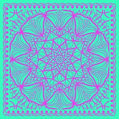 Design print for kerchief. The pattern of the mandala. Vector illustration.