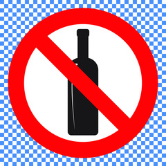 No drinking. No alcohol sign. Prohibit sign, vector illustration.