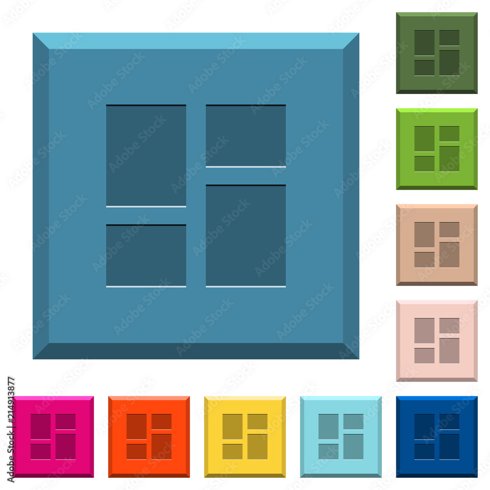 Poster admin dashboard panels engraved icons on edged square buttons