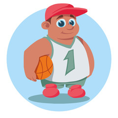 cartoon boy with basketball vector illustration