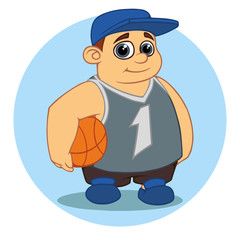 cartoon boy with basketball vector illustration