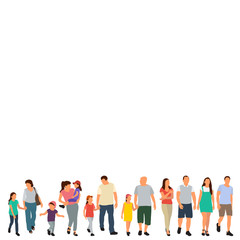 Fototapeta premium vector, isolated, set of walking people, flat style