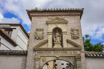 Santa Isabel la Real is a XVI century convent, located in the Albaicín neighborhood of Granada. Santa Isabel la Real convent was built on the site of a former mosque. Granada, Andalusia, Spain.