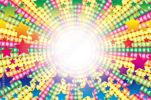 Background Wallpaper Vector Illustration Design Free Free Size Charge Free Colorful Color Rainbow Show Business Entertainment Party Image 背景素材 カラフル 放射 集中線 虹色 レインボーカラー 打上花火 スターマイン 楽しい パーティー Abstract