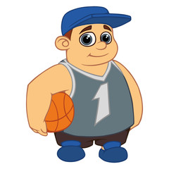 vector character. Boy in sports shirt and basketball