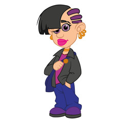 vector girl with an extraordinary girl with dreadlocks on her head