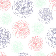Vector vintage inspired seamless floral pattern with colorful roses