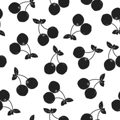Monochrome seamless pattern with cherries